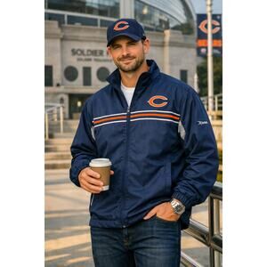 Vintage Chicago Bears Reebok Windbreaker XL Navy EUC